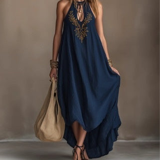 Neck-hanging Backless Maxi Sleeveless