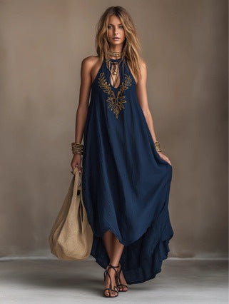 Neck-hanging Backless Maxi Sleeveless